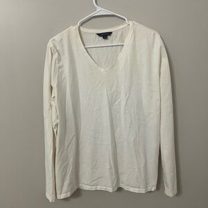 Lands end White long sleeved v-neck shirt